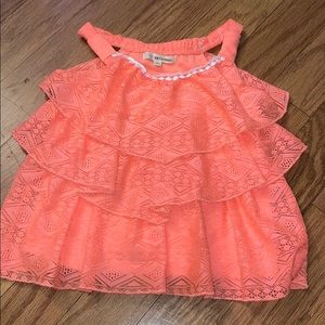 NWOT Girls Neon Ruffle top